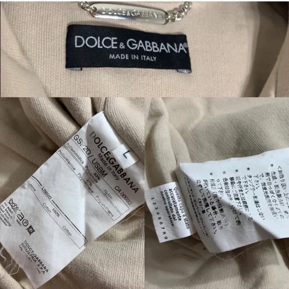 Vintage 90s Dolce & Gabbana gold hooded bomber wind jacket zip up women’s 10 - Picture 9 of 9